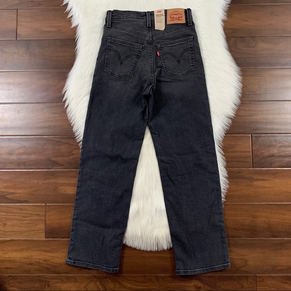 Levi's Worse For Wear Black Ribcage Straight Jeans - Picture 8 of 9